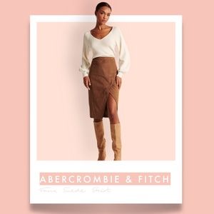ABERCROMBIE & FITCH - Vegan Suede Wrap Midi Skirt - NWT